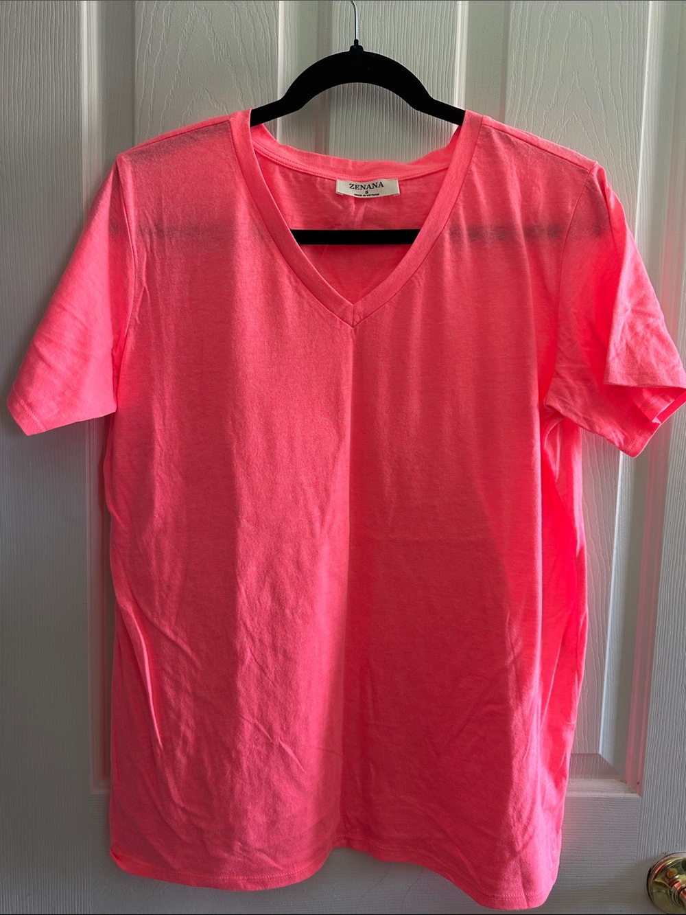 Coral V-Neck Short Sleeve Tee